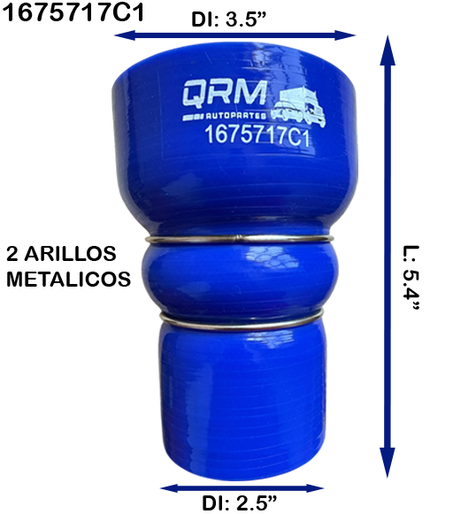 Manguera Turbo Diámetro Inferior: 2.5" Diámetro Superior: 3.5" x Largo 5.4" con " 2 Aros
