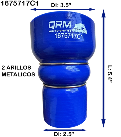 Manguera Turbo Diámetro Inferior: 2.5" Diámetro Superior: 3.5" x Largo 5.4" con " 2 Aros