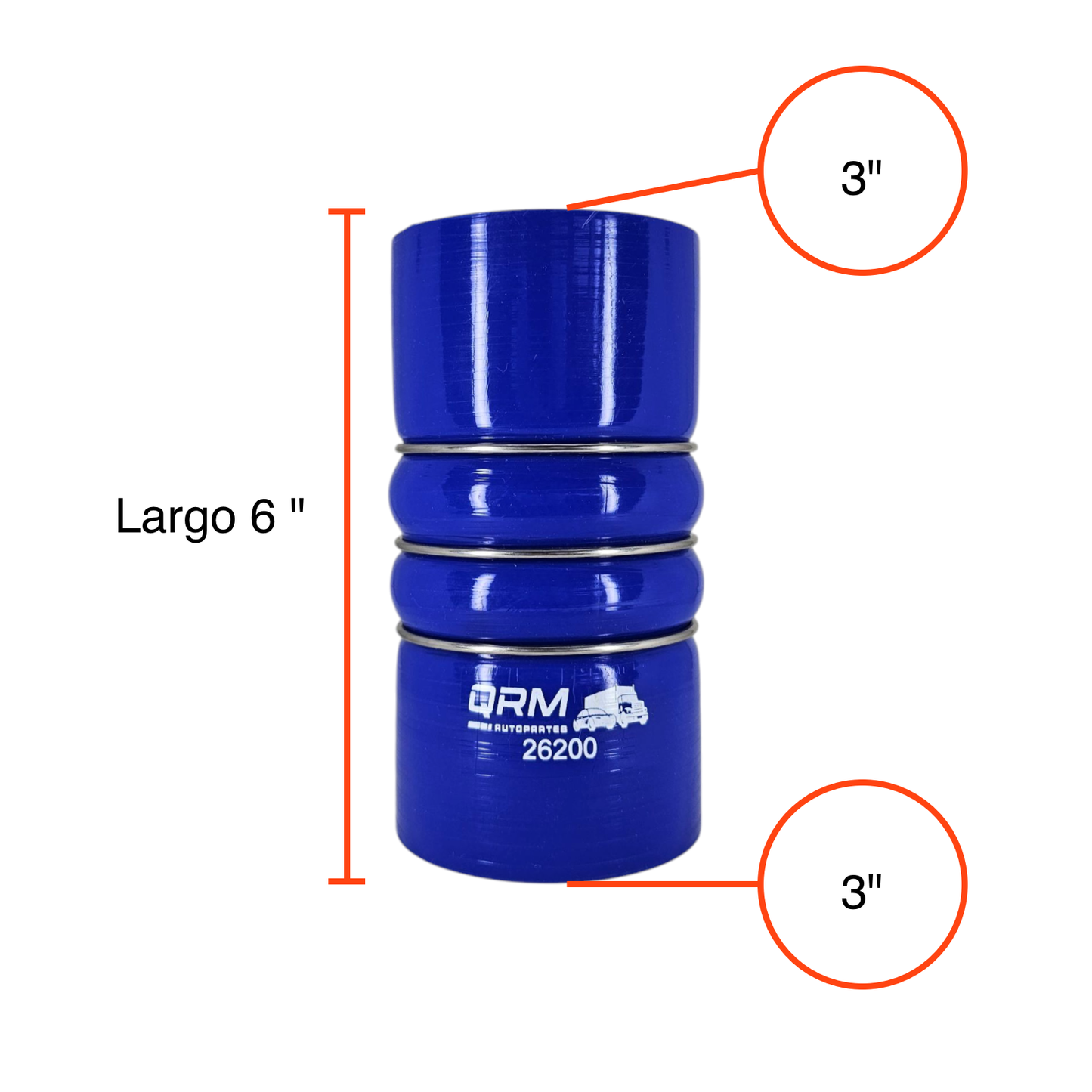 Manguera Turbo Diámetro Interno: 3" x Largo 6" con 3 Aros