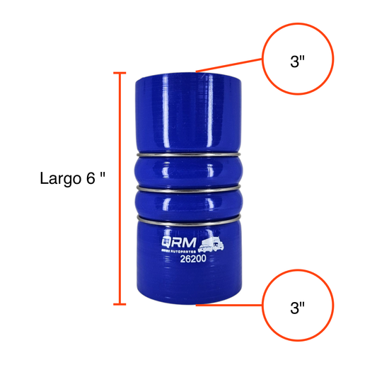 Manguera Turbo Diámetro Interno: 3" x Largo 6" con 3 Aros